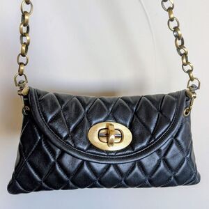 Carla Mancini Black Quilted Leather Demi Bag /Clutch🖤